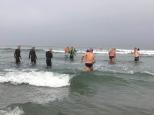 Friday group getting into the water