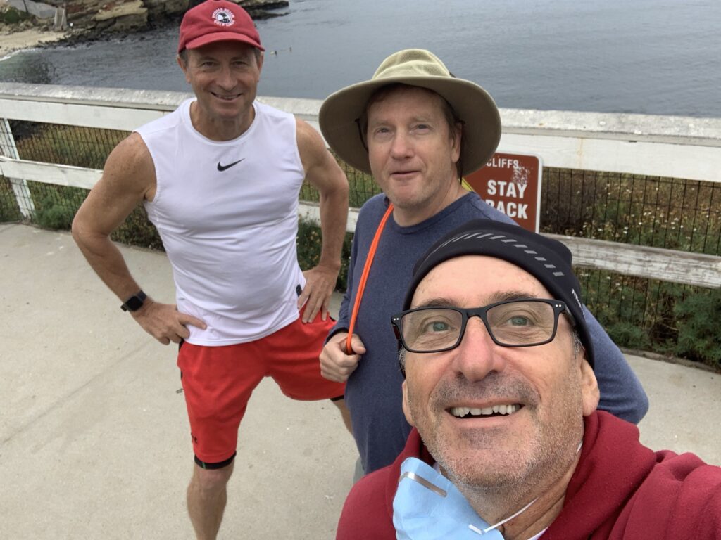 Kevin, Lon and Hilly before a training swim at La Jolla Cove